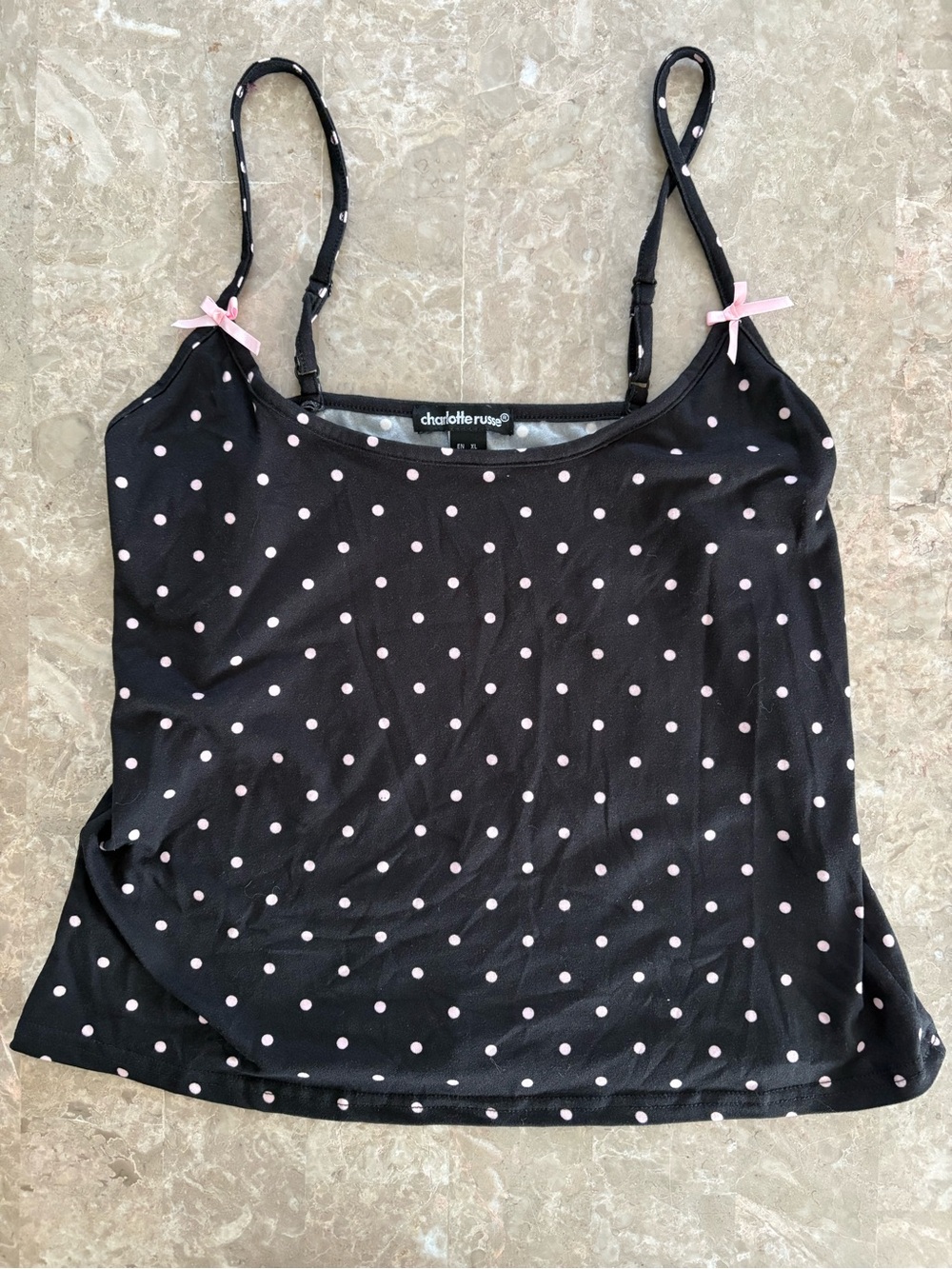 pink polka dot bows tank top
